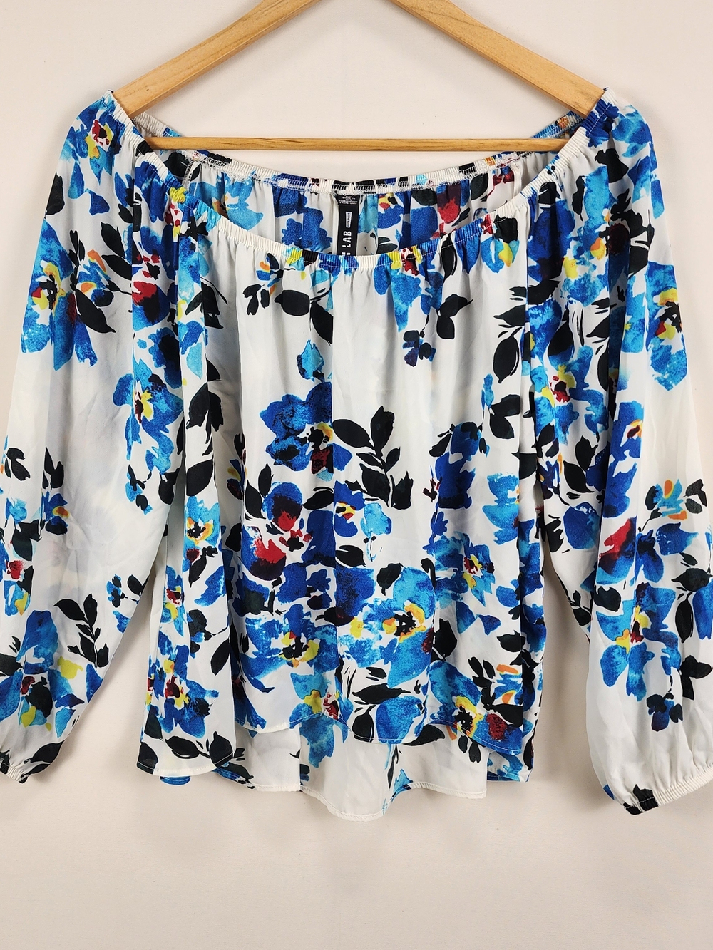 Artistic Blouse with Blue Floral Print